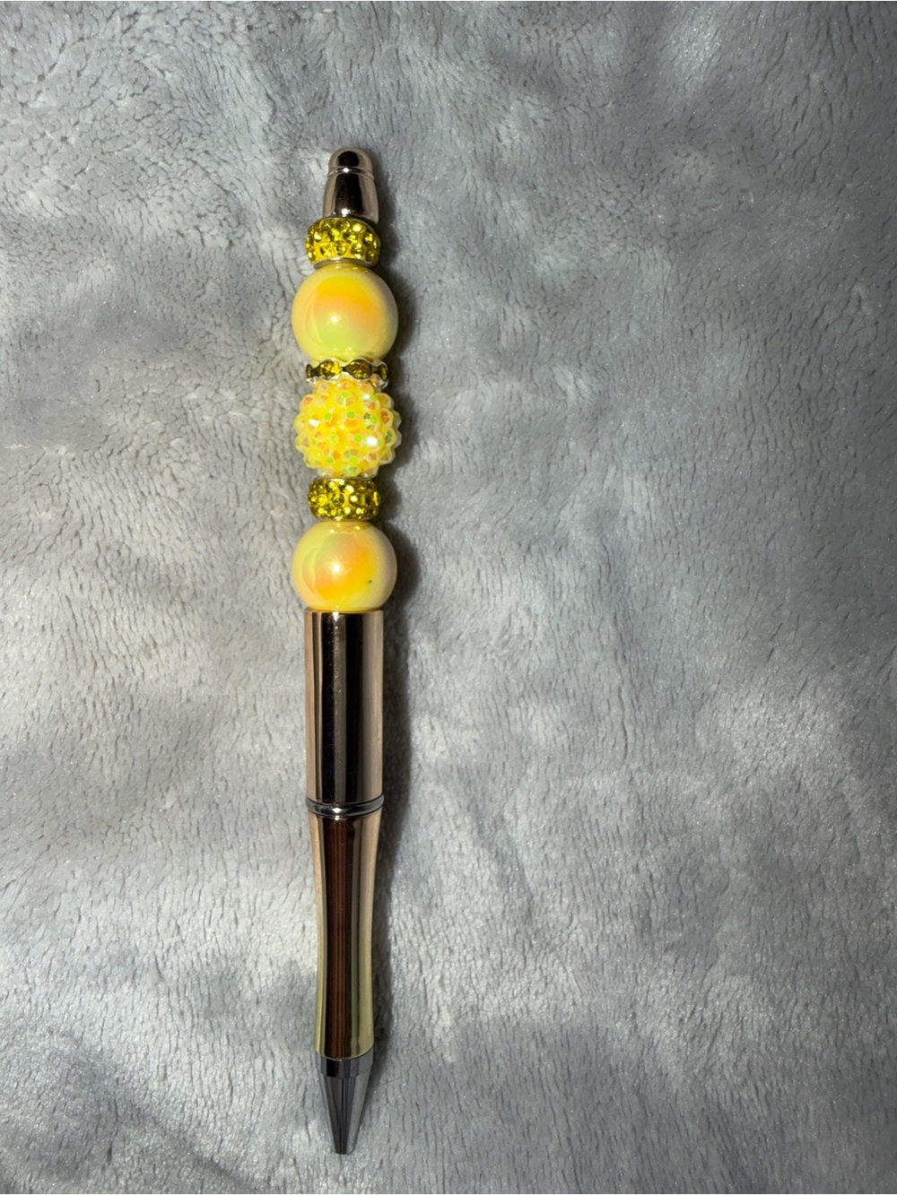 Yellow Beaded Ballpoint Pen - Decorative Women's Accessory